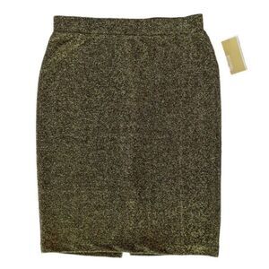 Michael Kors Black & Gold Ponte Stretch Pencil Skirt, Size Medium